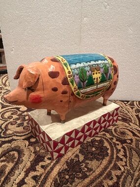 Jimshore Pig Figurine with Scenic Saddle “Country Heritage”